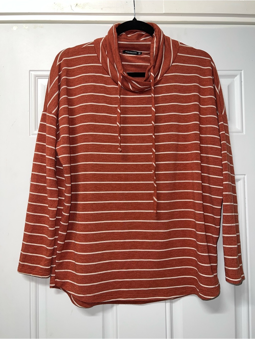 Staccato Striped Cowl neck long sleeved shirt size medium